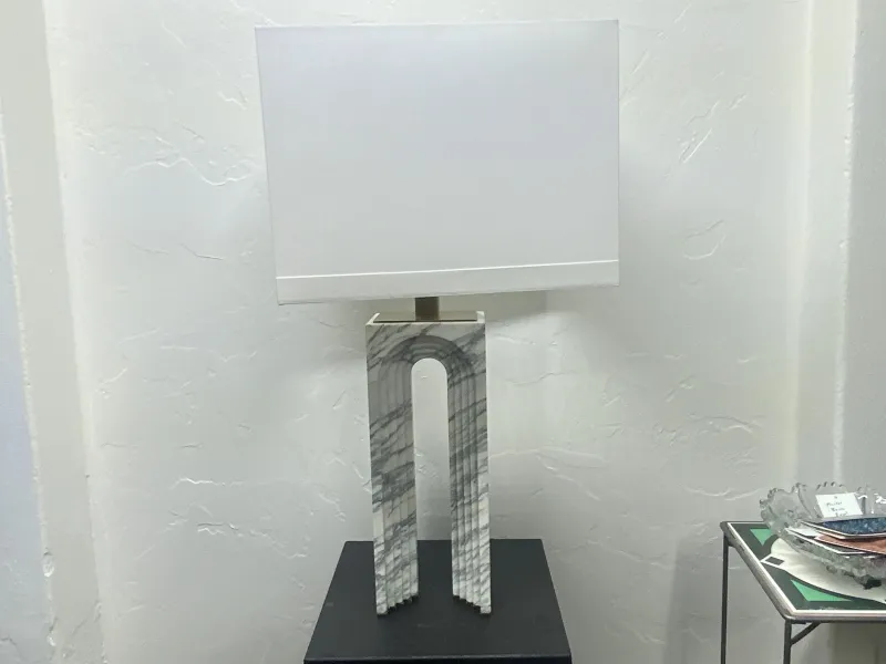 Modern Marble Table Lamp with Cutout Base