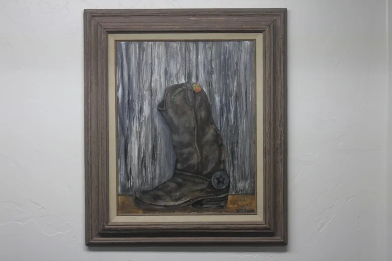 Framed Cowboy Boot Local Art Juan Baldor