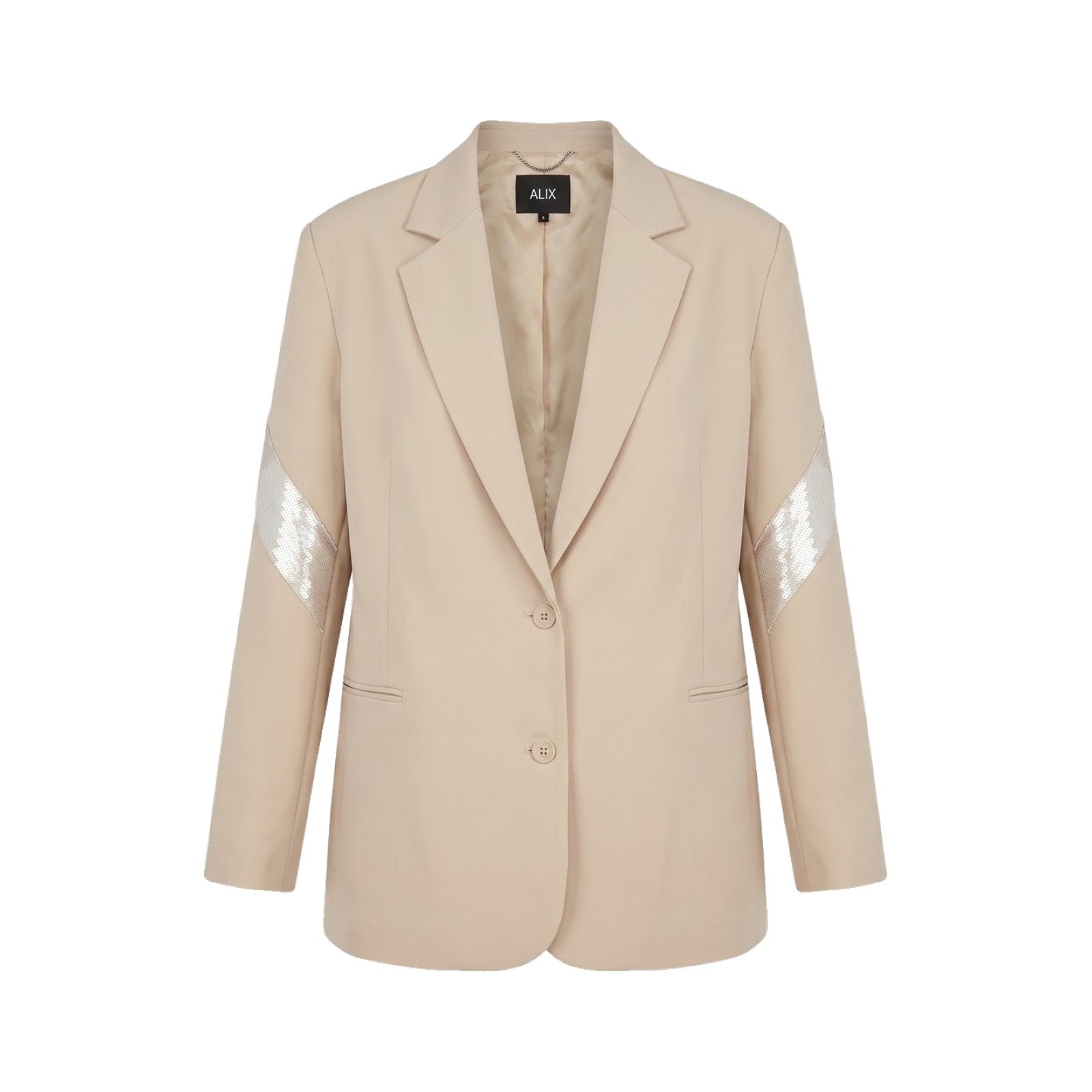 ALIX Blazer mit Pailletten-Ärmeln – Sand