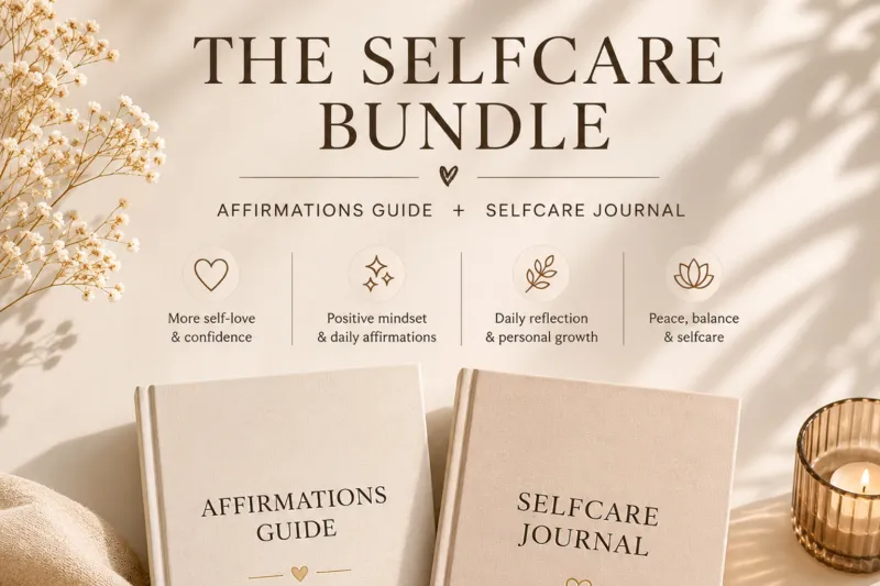 Luxury Self-Care Journal & Affirmation Guide Bundle | 4-Week Mindful Growth Digital Planner