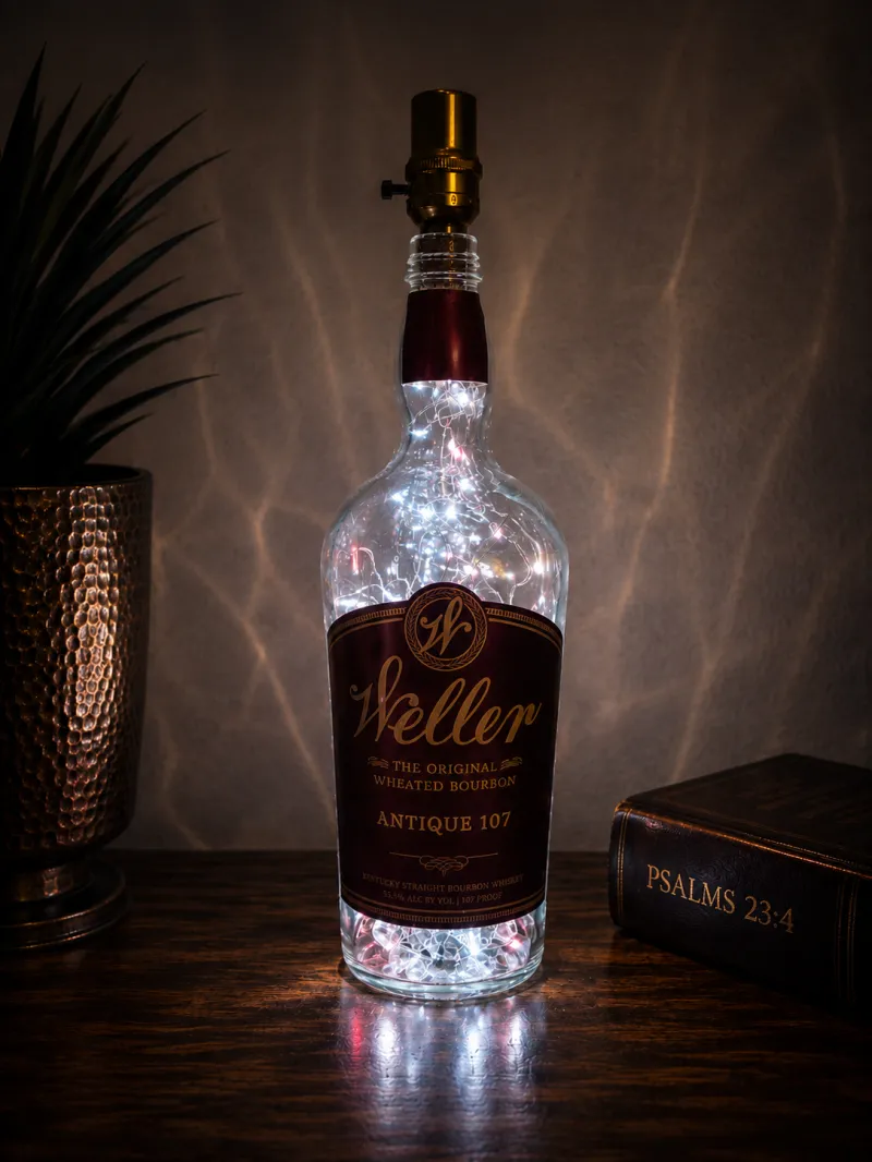 Weller Bourbon Bottle Light – Handcrafted Whiskey Bar Décor