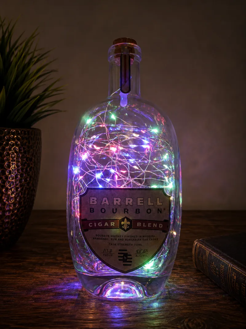 Barrell Bourbon Bottle Light – Handcrafted Whiskey Décor