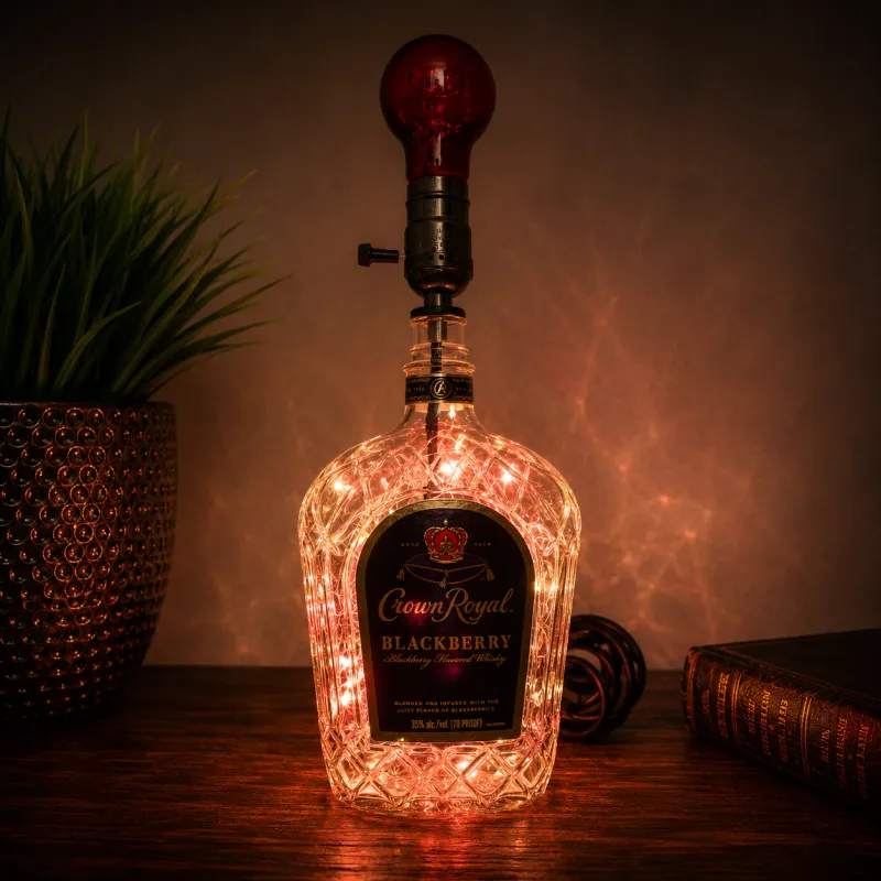 Crown Royal Blackberry Bottle Lamp – Handcrafted Whiskey Décor