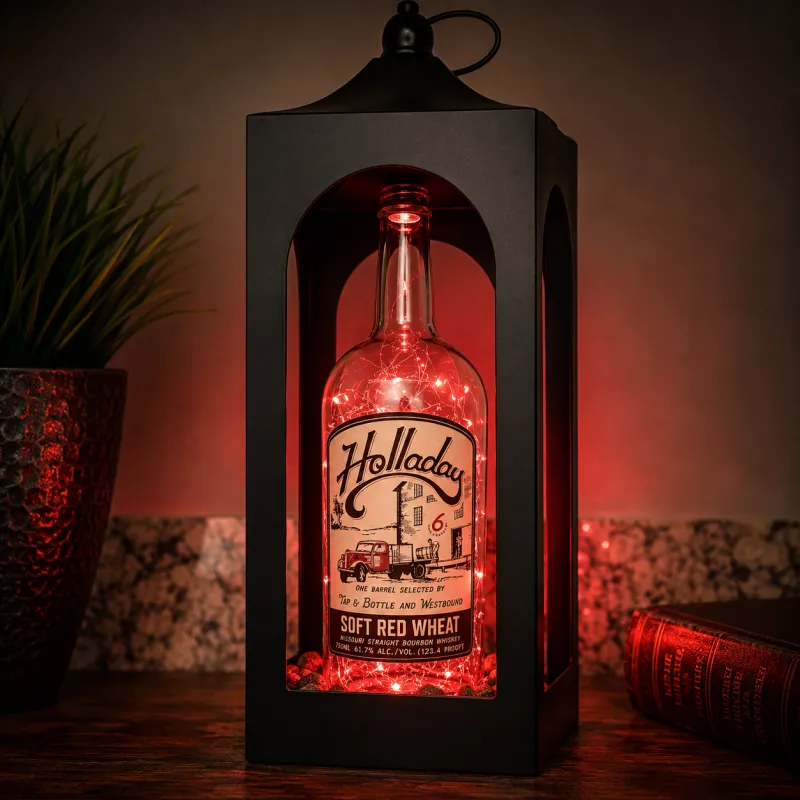 Holladay Bourbon Bottle Light – Handcrafted Rustic Whiskey Décor