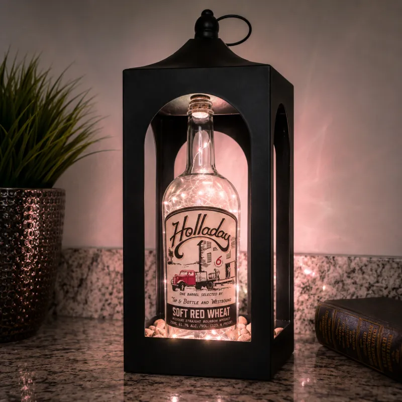 Holladay Bourbon Bottle Light – Handcrafted Rustic Whiskey Décor