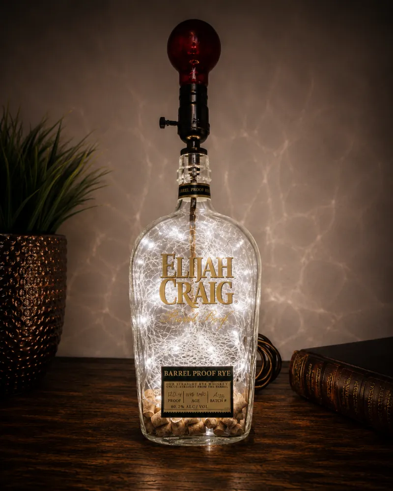 Elijah Craig Rye Bottle Lamp – Handcrafted Whiskey Lighting
