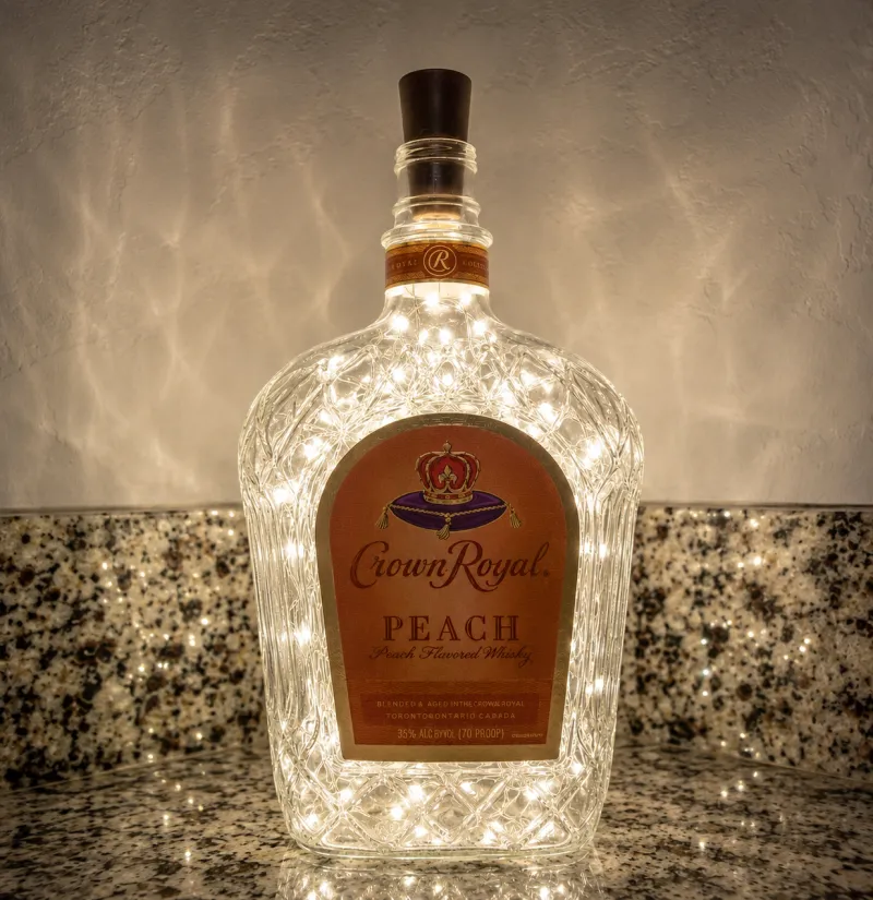 Crown Royal Peach Bottle Light – Handcrafted Whiskey Décor