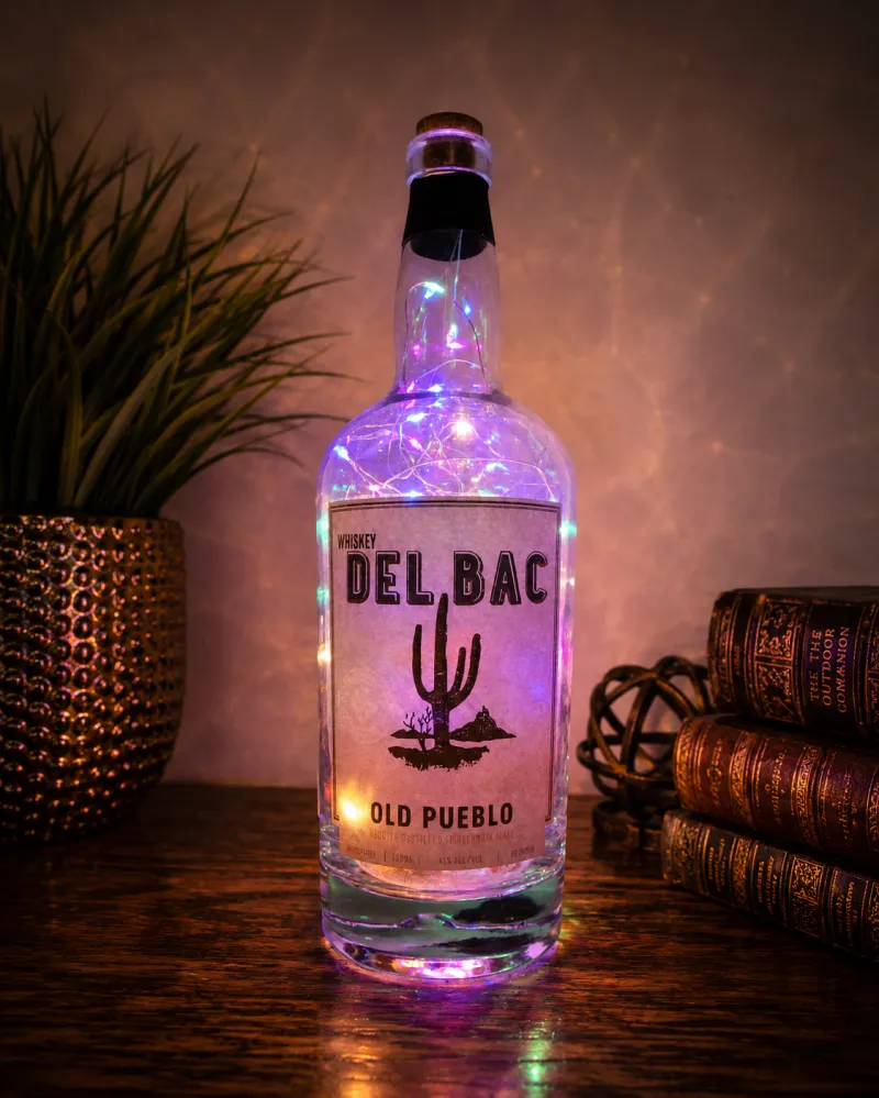 Del Bac Whiskey Bottle Light – Handcrafted Rustic Décor