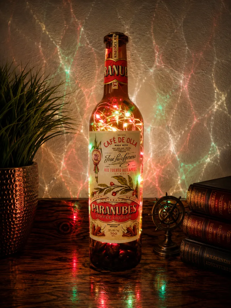 Paranubes Coffee Liqueur Bottle Light – Handcrafted Artisan Home Décor