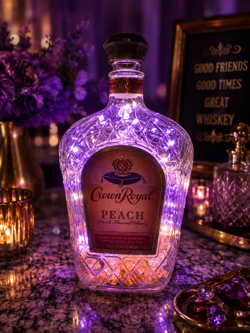 Crown Royal Peach Fairy Light Bottle Home Décor
