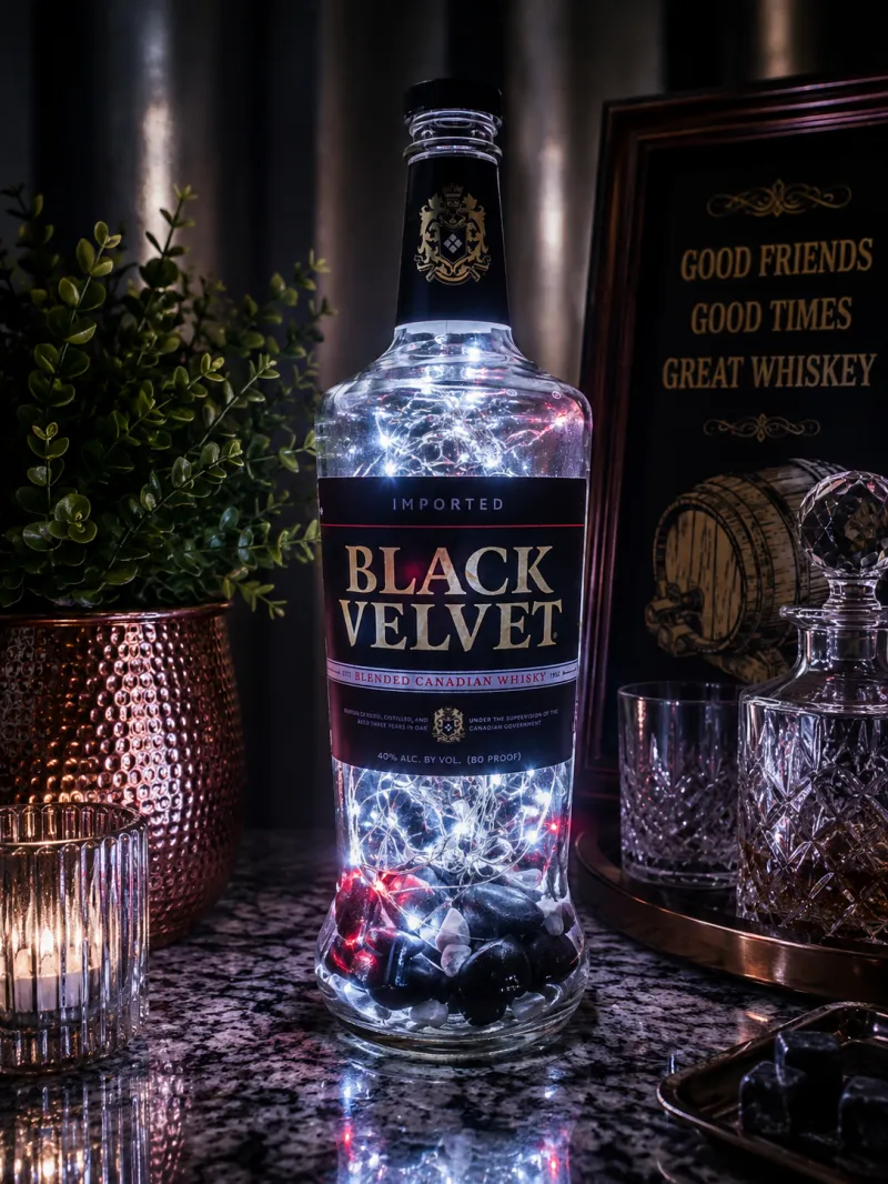 Black Velvet Fairy Light Bottle Home Décor