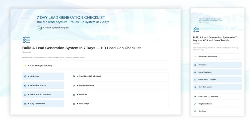 Build A Lead Generation System In 7 Days — HD Lead Gen Checklist