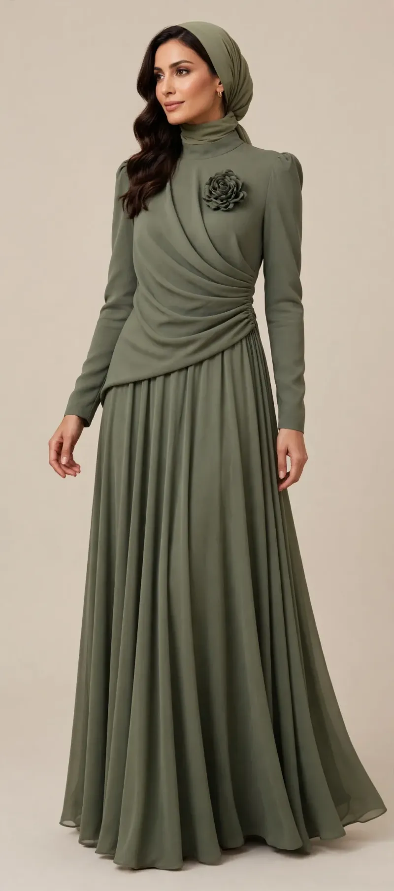 The Olive Rose Draped Maxi Dress
