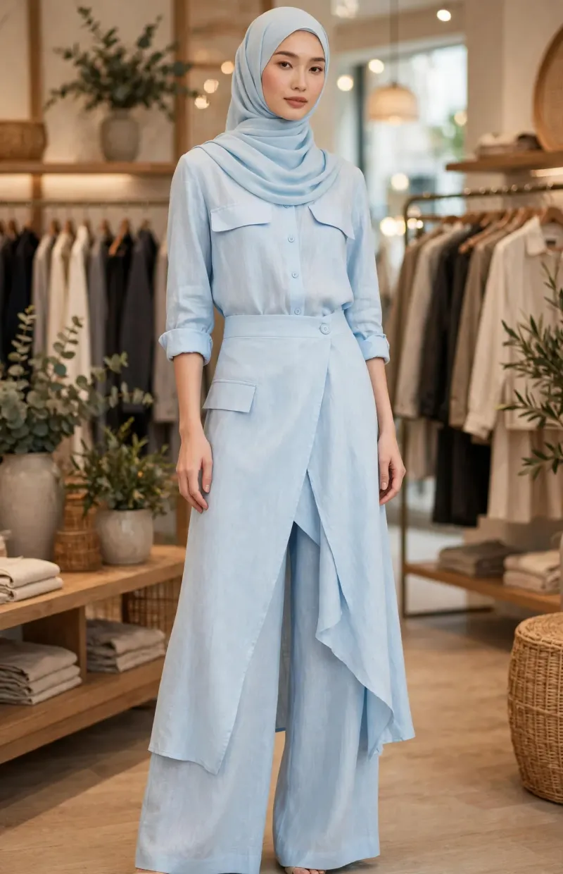 The Skyline Wrap Co-ord Set-Light Blue