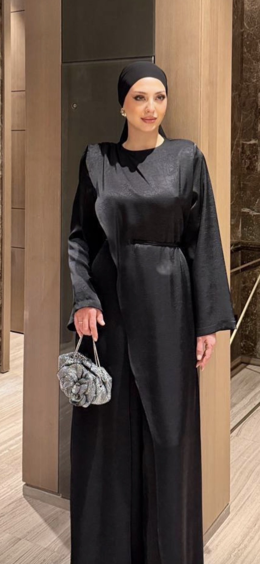 Noir Majesty Satin Jumpsuit-Modest Evening Edition