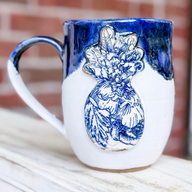 Blue & White Pineapple Mug by Alabama Vitrified - Exclusive to Pine Apple Mercantile Company
