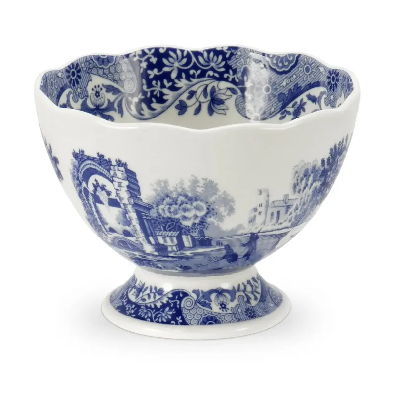 Spode Blue Italian Footed Dish | 4.75" Porcelain Dish