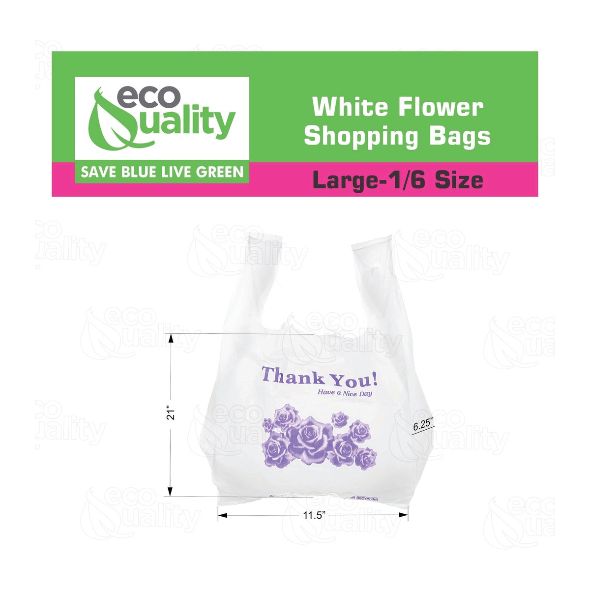 1/6 Shopping Medium Flower Bags – 400 Count Wholesale Pack