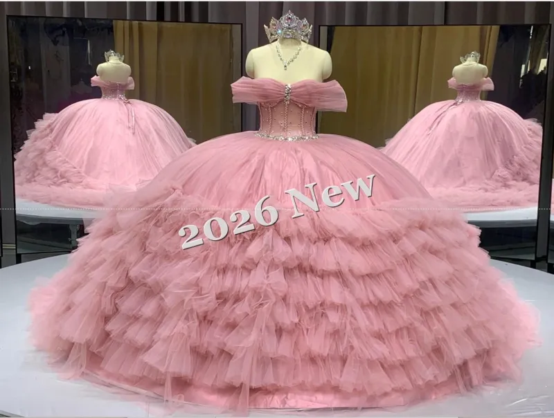 Pink Off Shoulder Quinceanera Dress