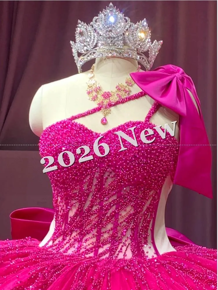 Long Train Fuchsia Dress