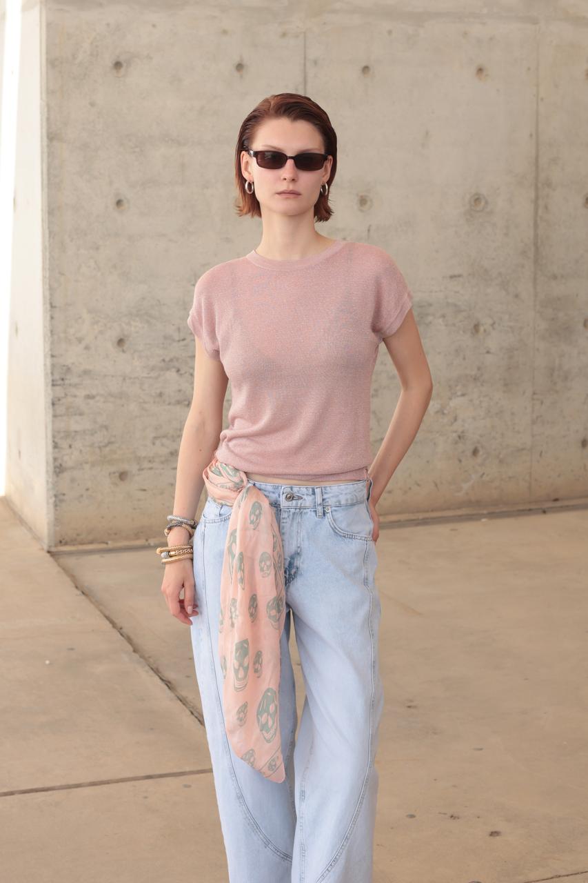 PINK METALLIC TOP