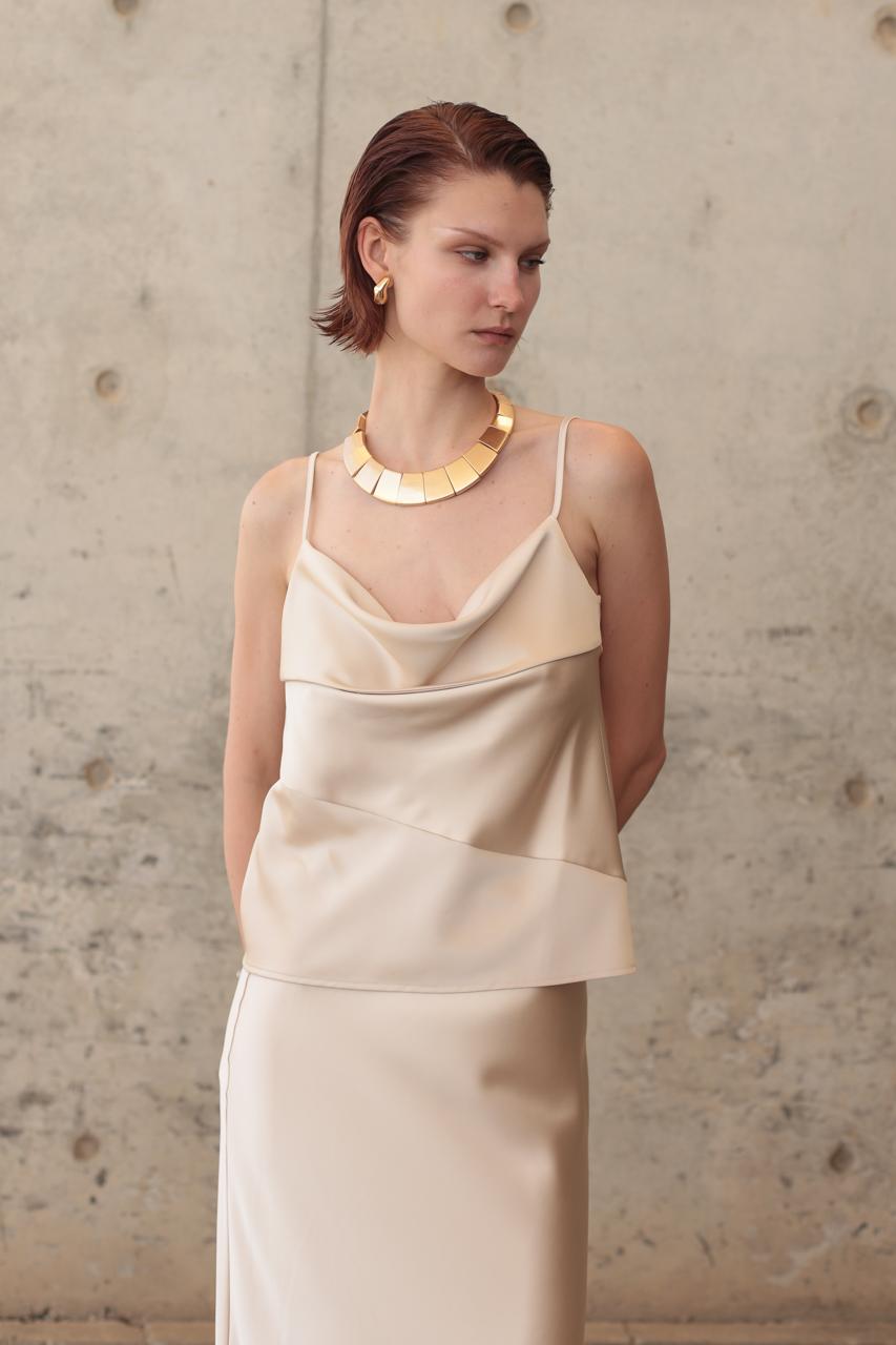 TOP WITH COWL NECK AND THIN STRAPS