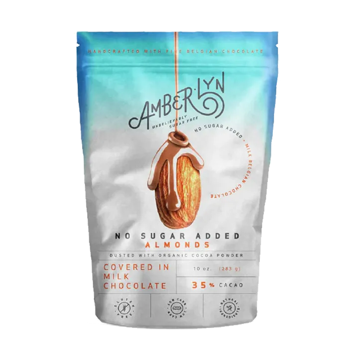 Amberlyn Milk Chocolate Cocoa Dusted Almonds Sugar-Free Almond Milk Chocolate - 283g