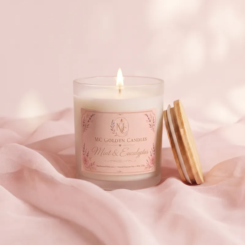 Mint & Eucalyptus Natural Coconut Wax Candle – 8 oz / 227 g
