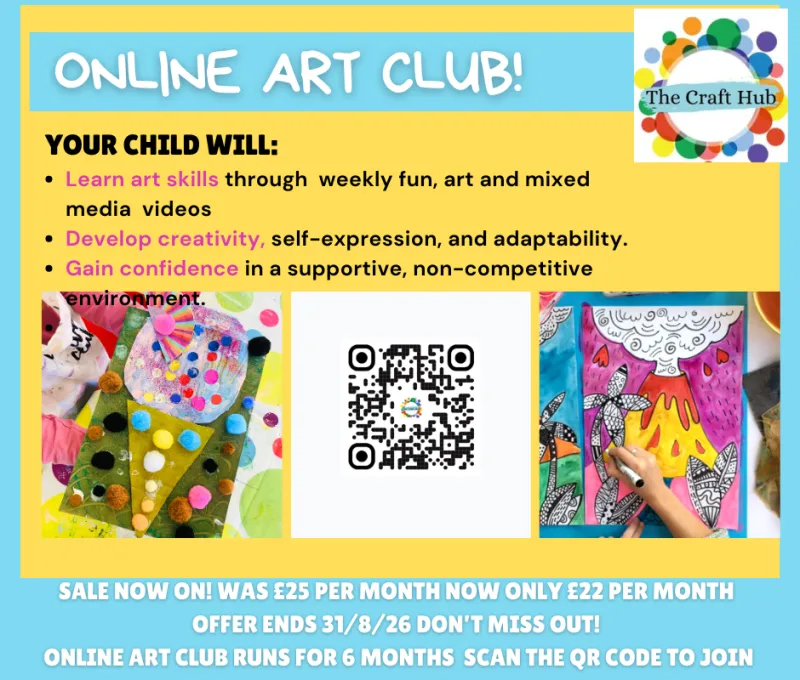 Online art and craft lessons monthly membership £22