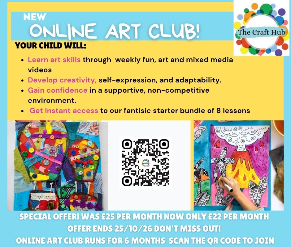 Online art and craft lessons monthly membership £22