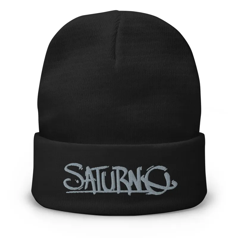 Embroidered Beanie w/ Silver Saturno Logo