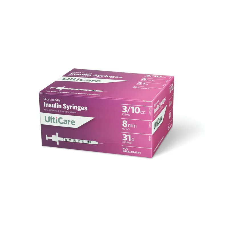 Insulin Syringe, 3/10cc, 31G x 5/16″, 100/bx (9439)