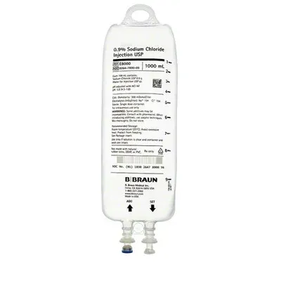 Sodium Chloride Injections, 0.9%, 1000mL, 12/cs (E8000)