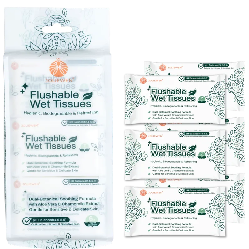 Joliewen Flushable Wet Tissues – 6 Mini Packs | 42 Wipes