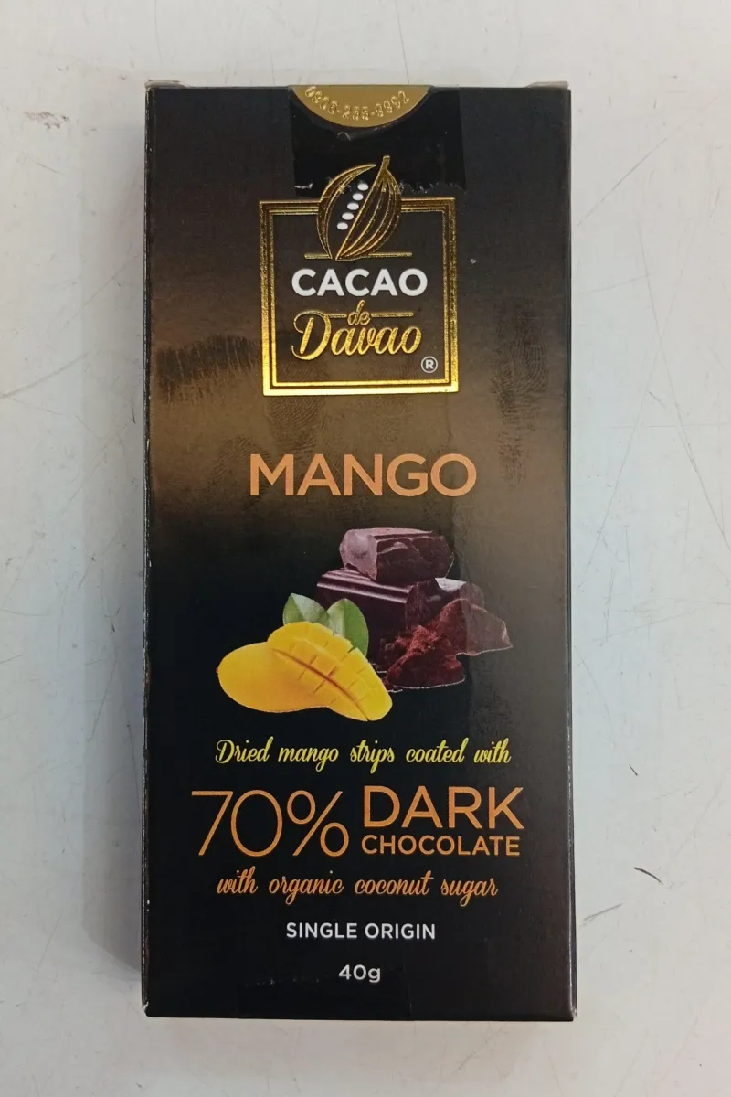 Cacao de Davao 70% Dark Chocolate Coated Dried Mango Strips | CALLETS / BAR