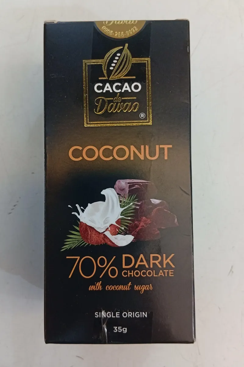 Cacao de Davao Coconut 70% Dark Chocolate with Creamy Coconut Milk | CALLETS / BAR