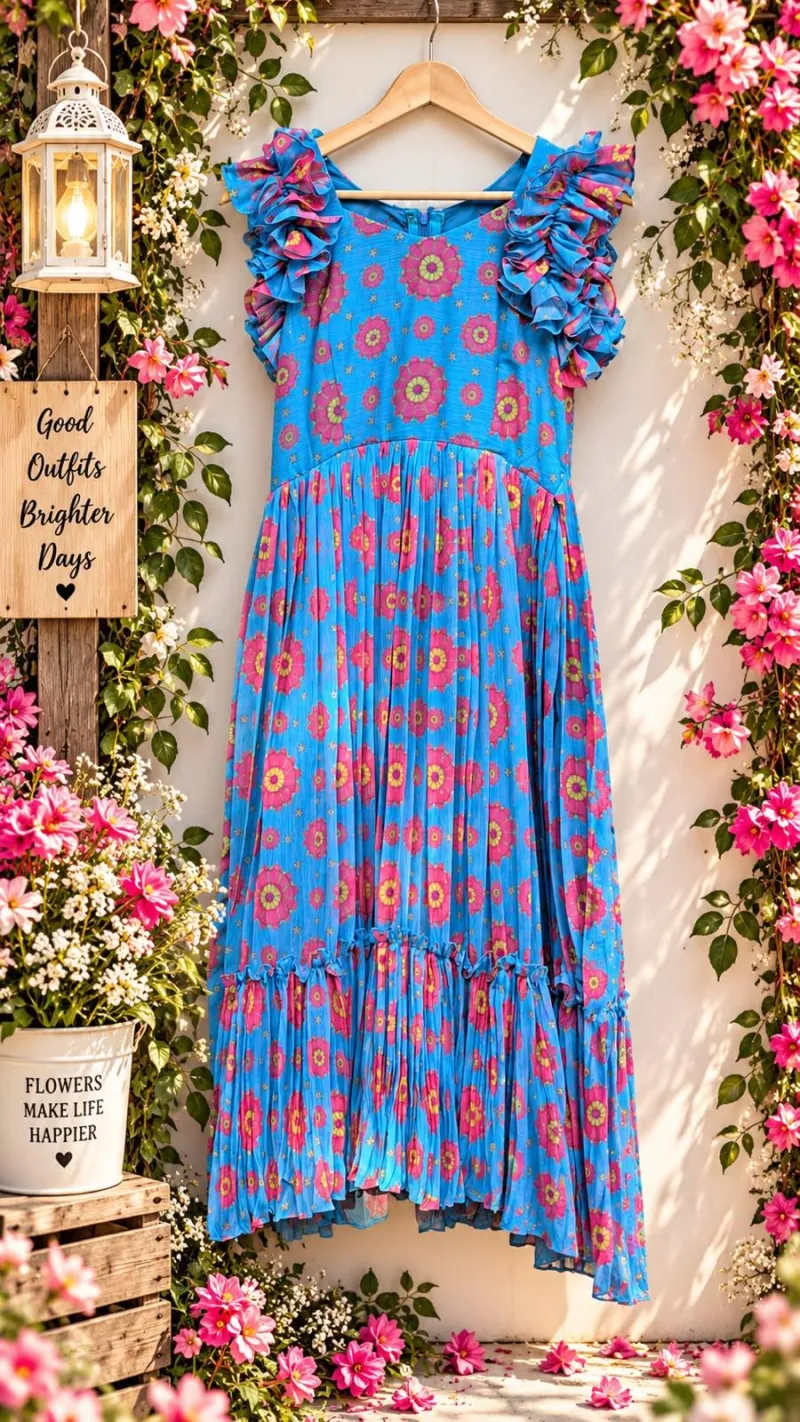 C-Blue Daisy Georgette maxi