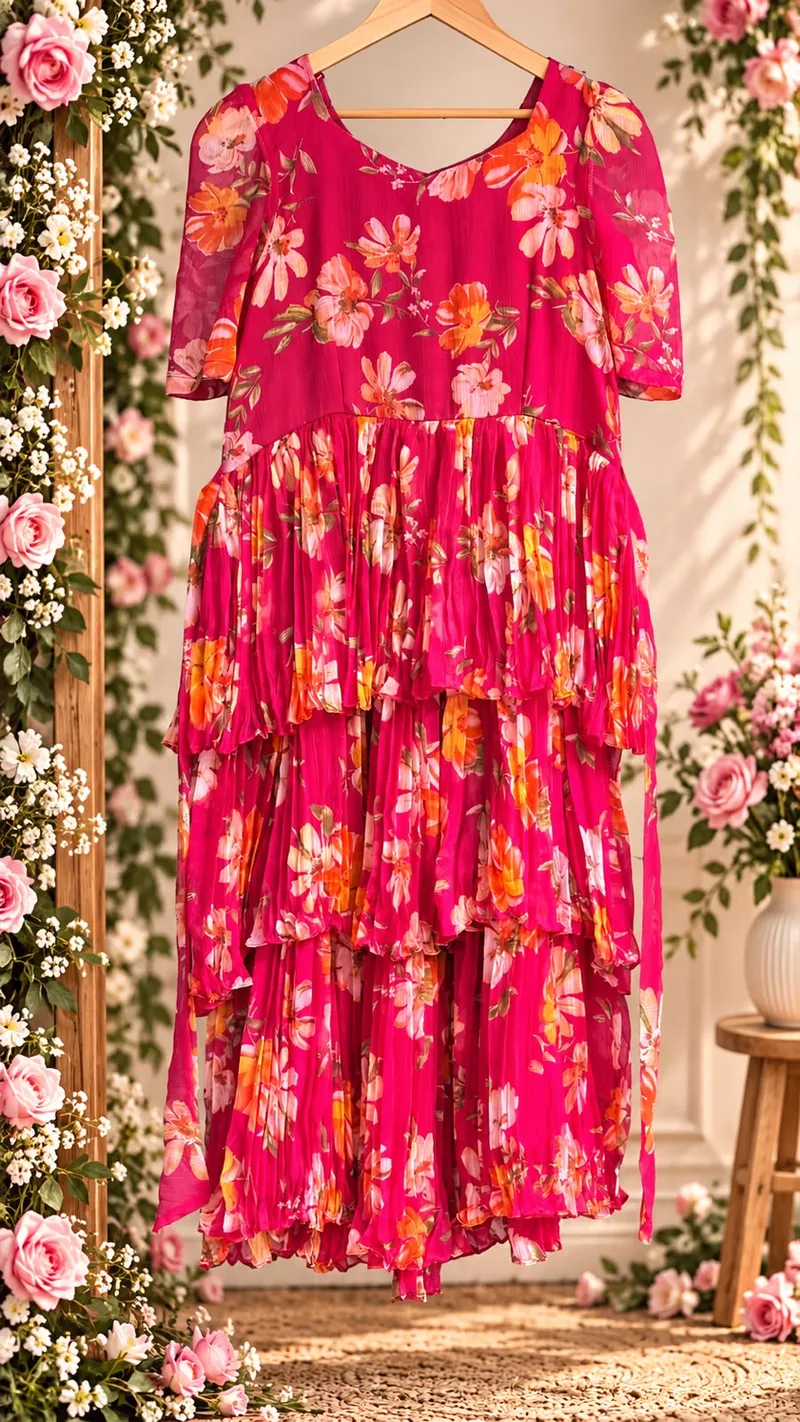 Crush Chiffon Floral Maxi Dress