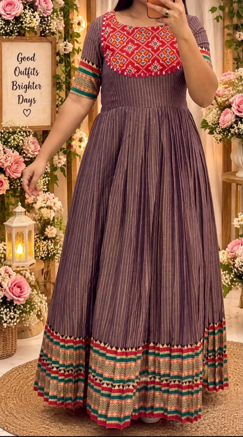 Narayanpeta Handloom Plum Long Frock