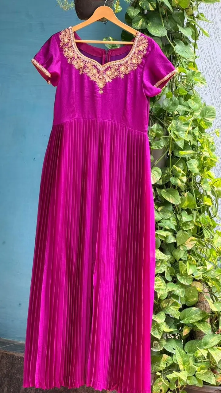 Rani Pink Chinnon Designer Long Frock