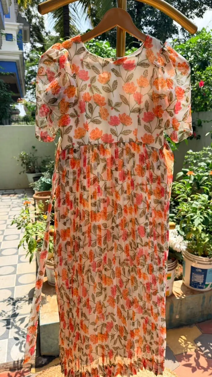 Crush Chiffon Elbow Sleeve Kids Frock