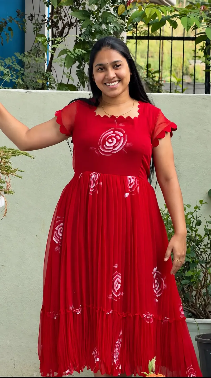 Hand Painted Georgette Maxi