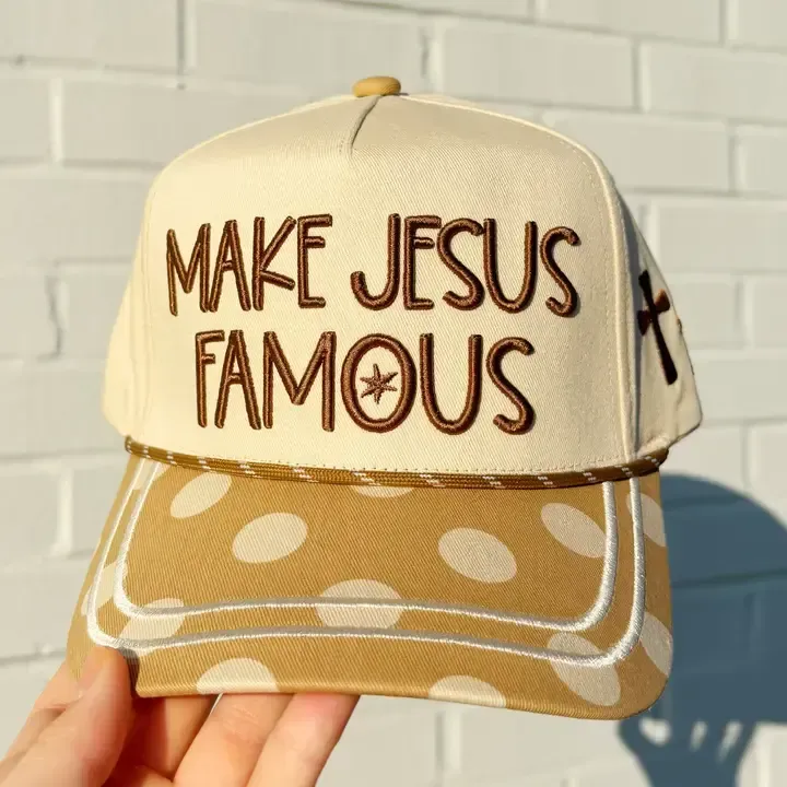 Brown Polka Dot Make Jesus Famous Hat