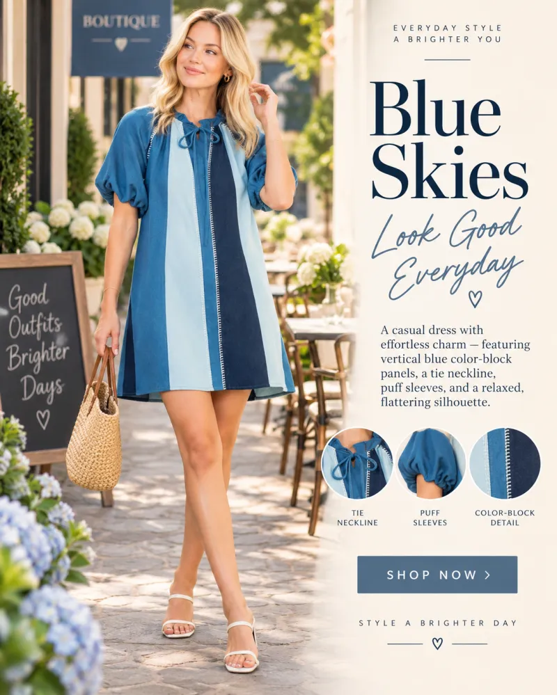 Puff Sleeve Denim Dress