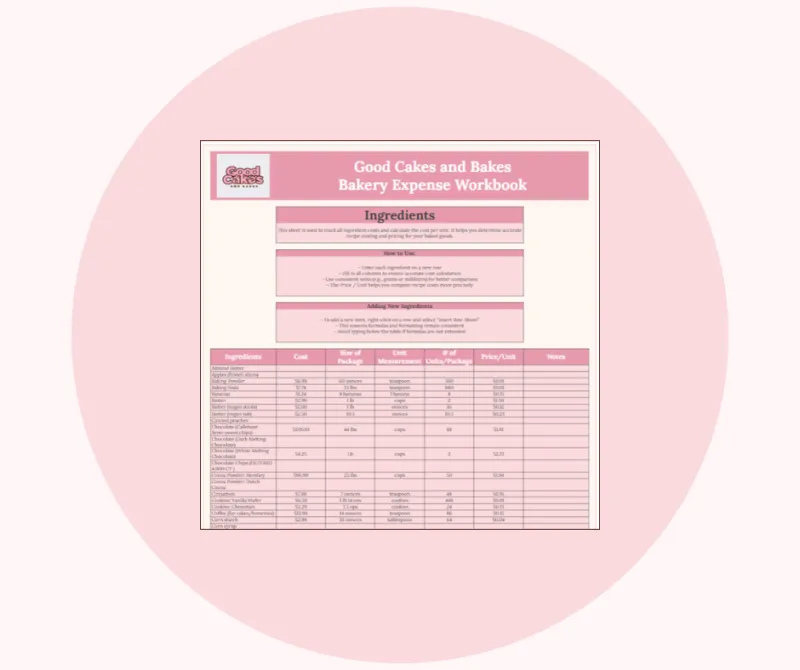 Bakery Expense Workbook