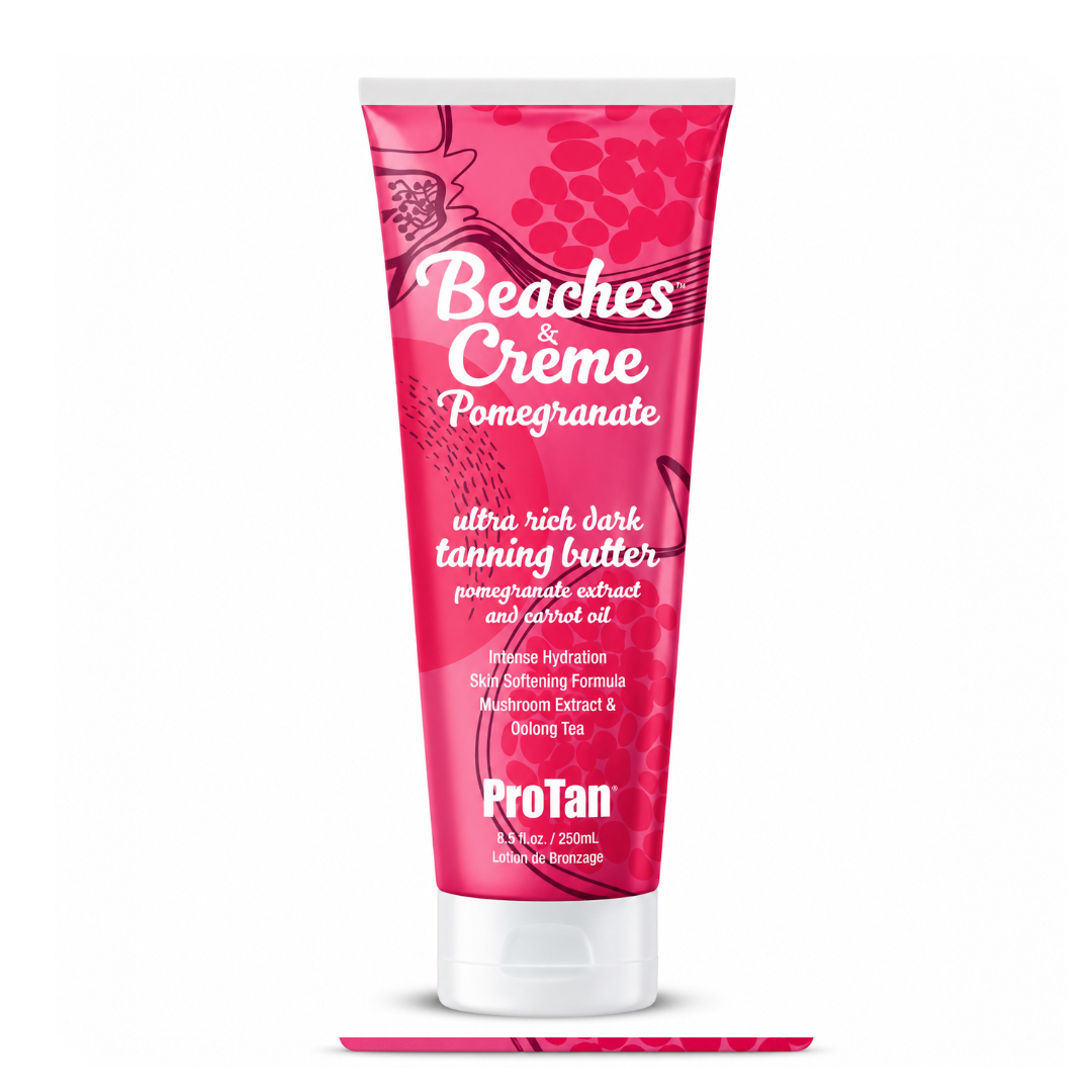 Pro Tan Beaches & Crème Pomegranate – hidratáló barnulásgyorsító vaj (bronzer nélkül, kinti–benti)