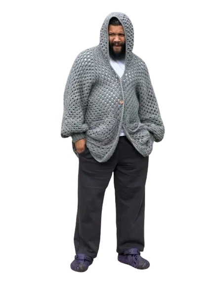 Unisex Gray Hooded Cardigan