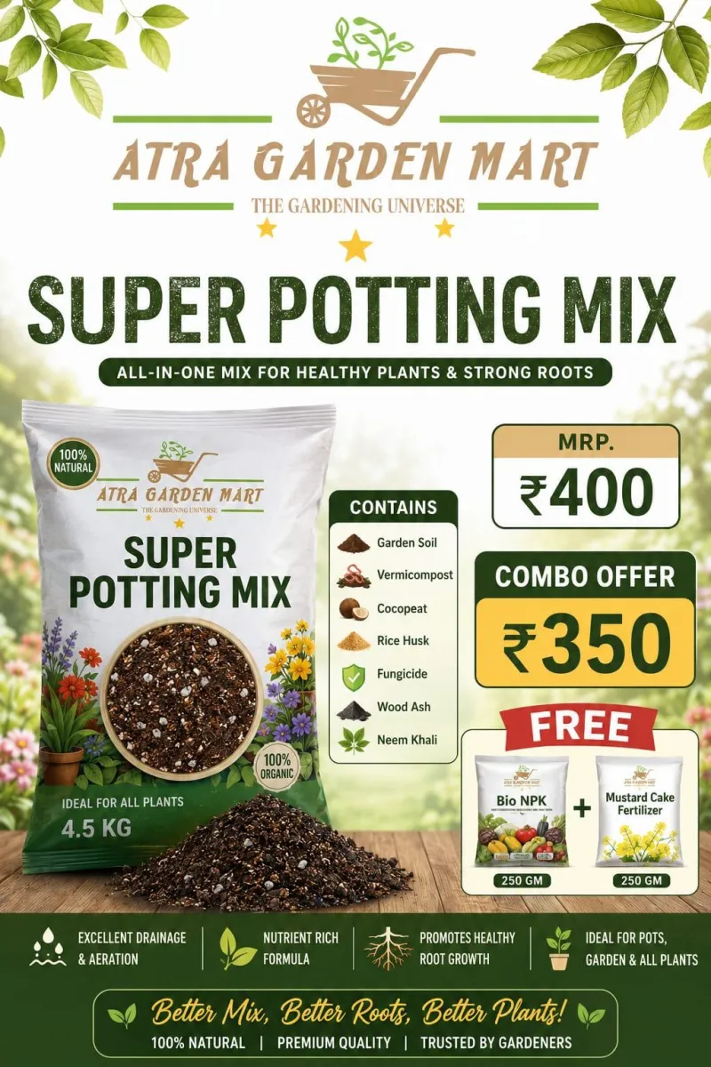 Super Potting Mix - 4.5 KG with FREE 250 GM Bio NPK + 250 GM Mustard Cake 