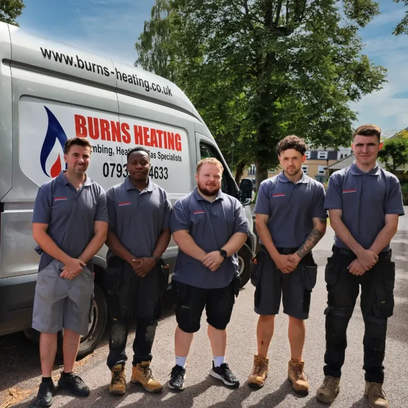 Burns Heating Van and Team
