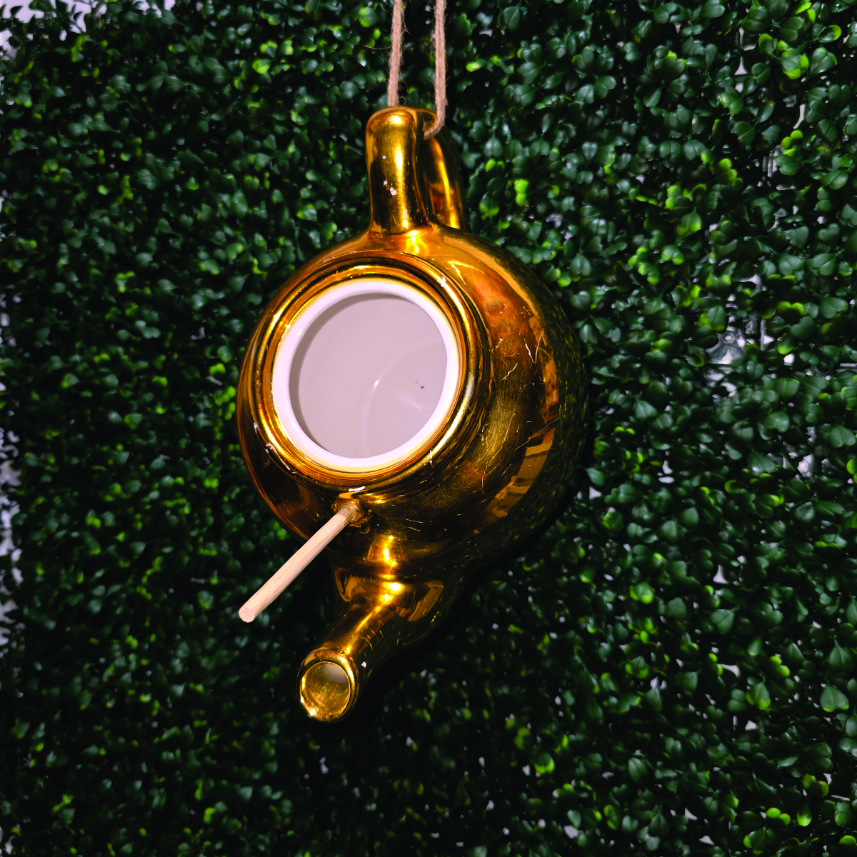 Golden Second Chance Teapot Birdhouse